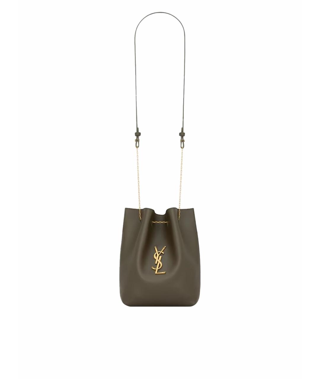 SAINT LAURENT Хаки кожаная сумка через плечо, фото 1