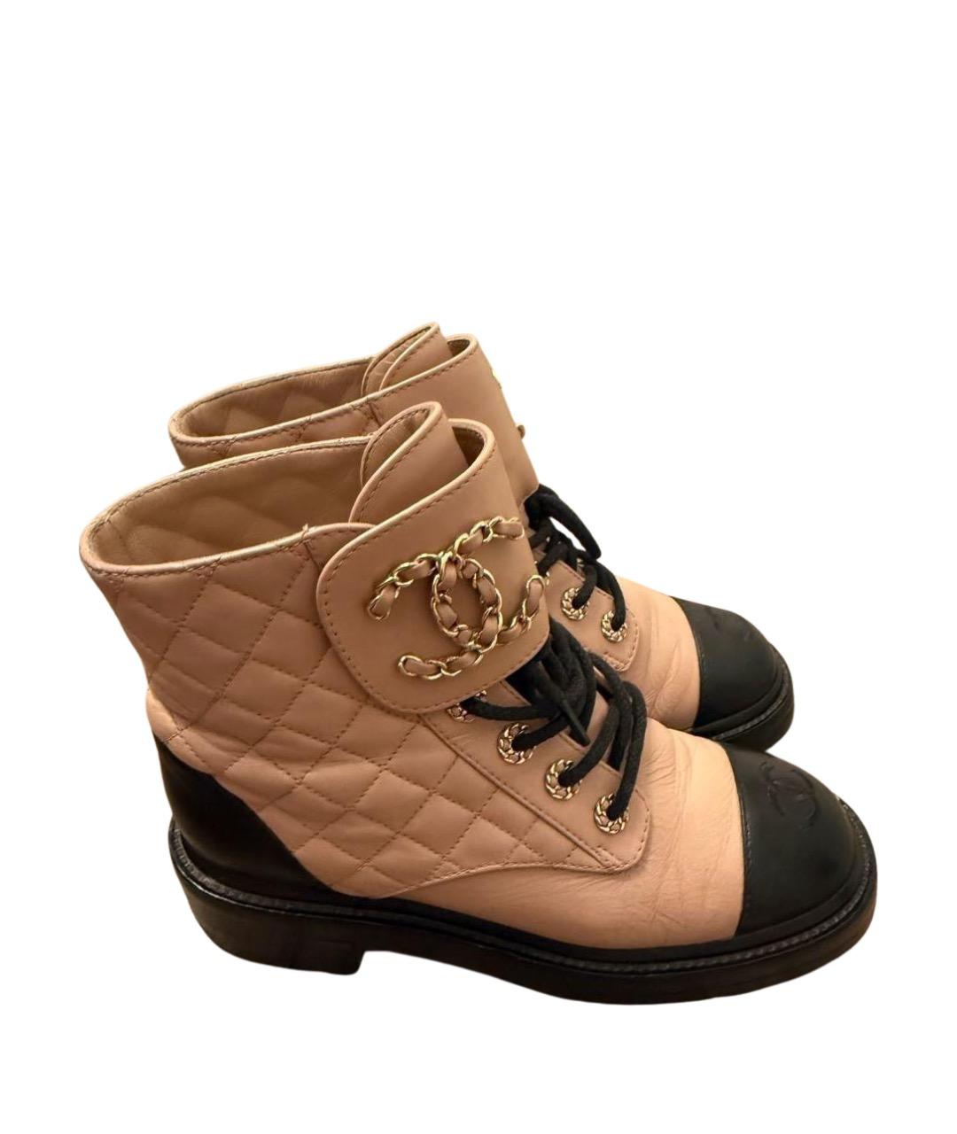 CHANEL Бежевые кожаные ботинки, фото 1