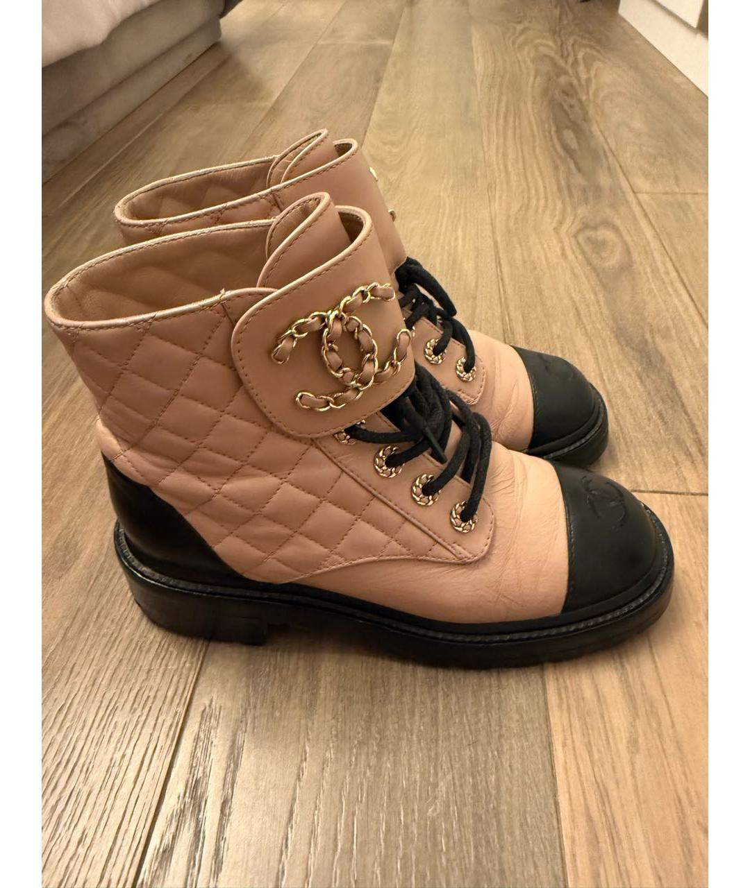 CHANEL Бежевые кожаные ботинки, фото 5