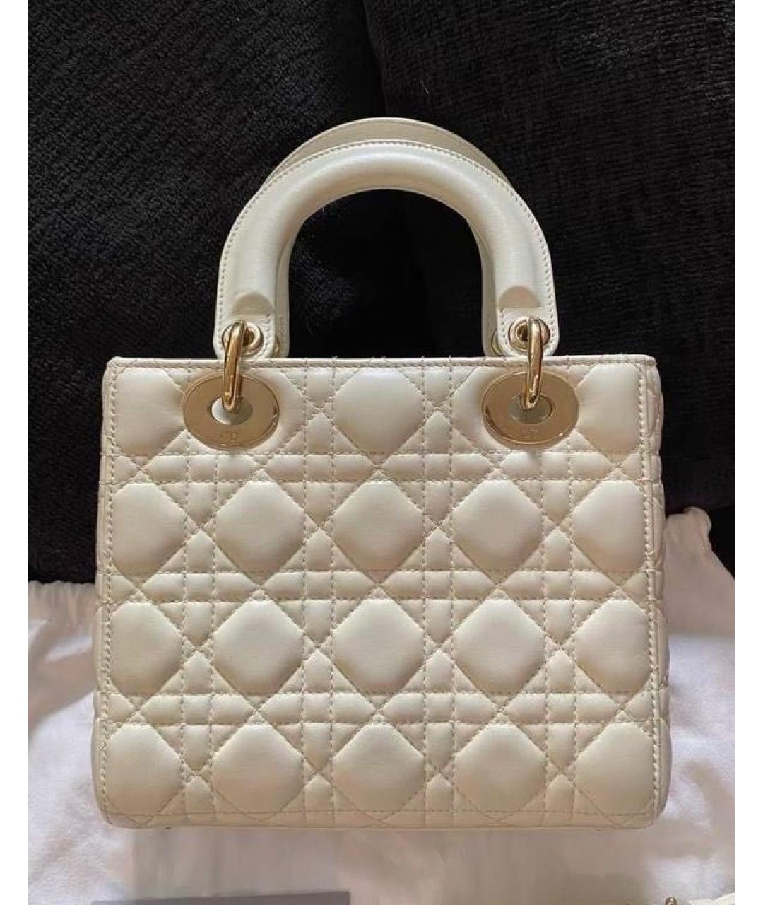 CHRISTIAN DIOR Белая кожаная сумка с короткими ручками, фото 4