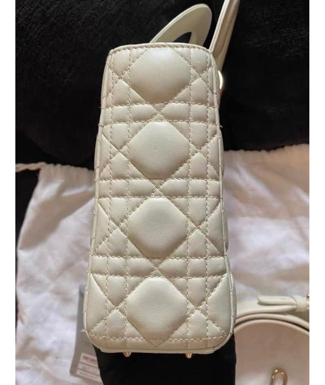 CHRISTIAN DIOR Белая кожаная сумка с короткими ручками, фото 6