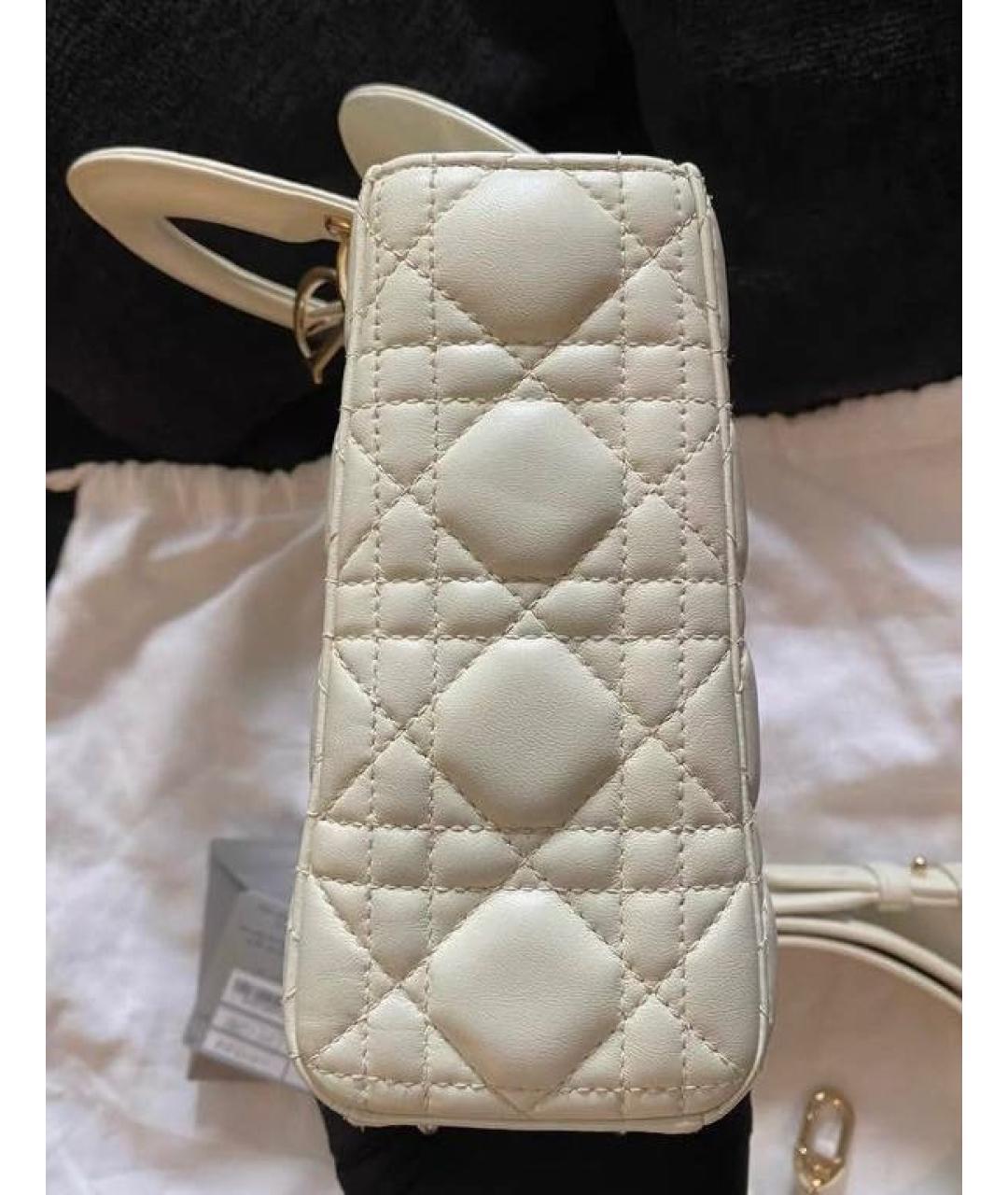 CHRISTIAN DIOR Белая кожаная сумка с короткими ручками, фото 5