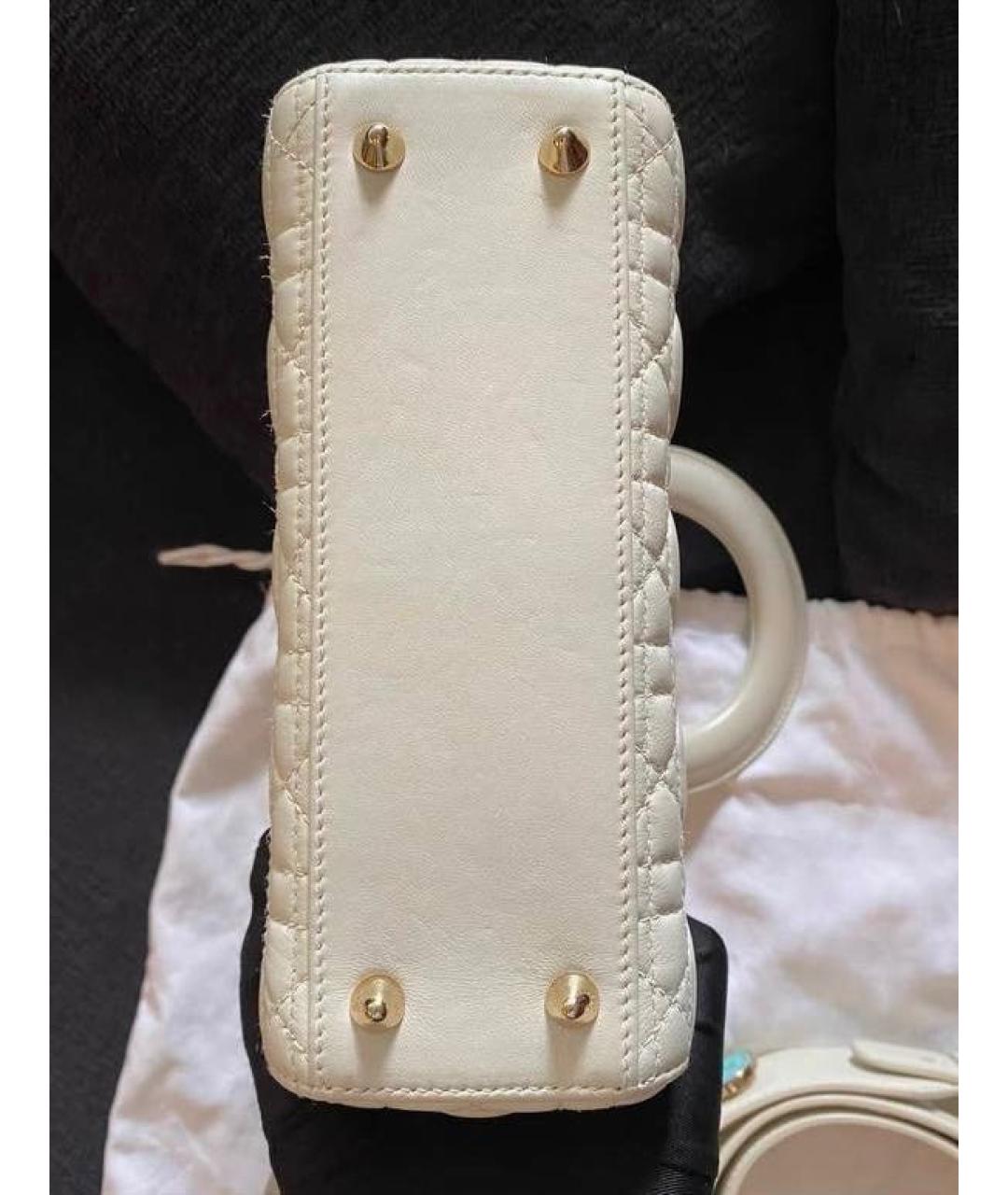 CHRISTIAN DIOR Белая кожаная сумка с короткими ручками, фото 7