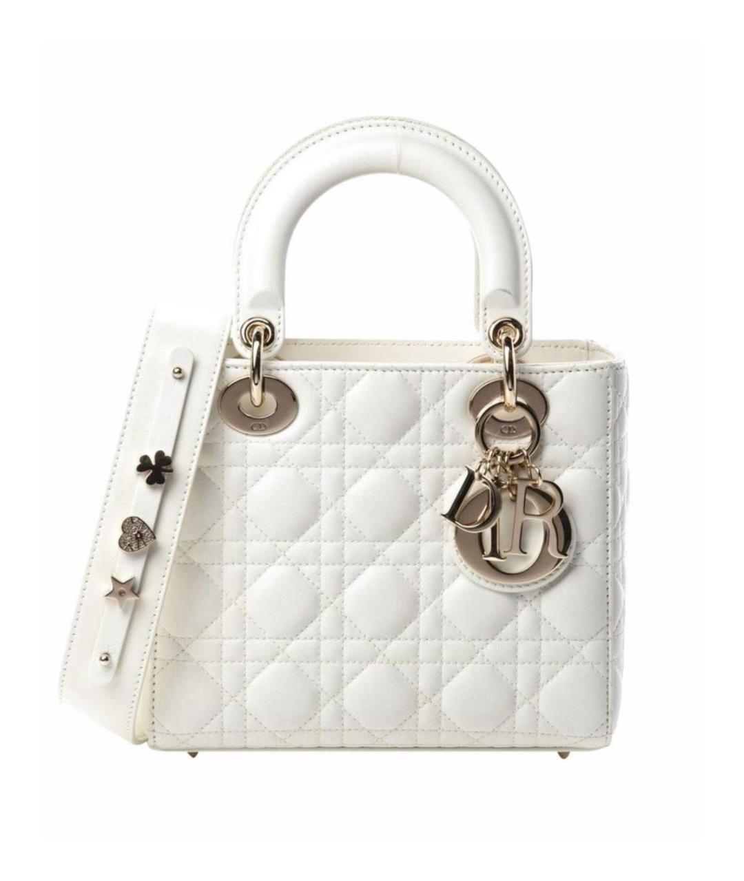 CHRISTIAN DIOR Белая кожаная сумка с короткими ручками, фото 1