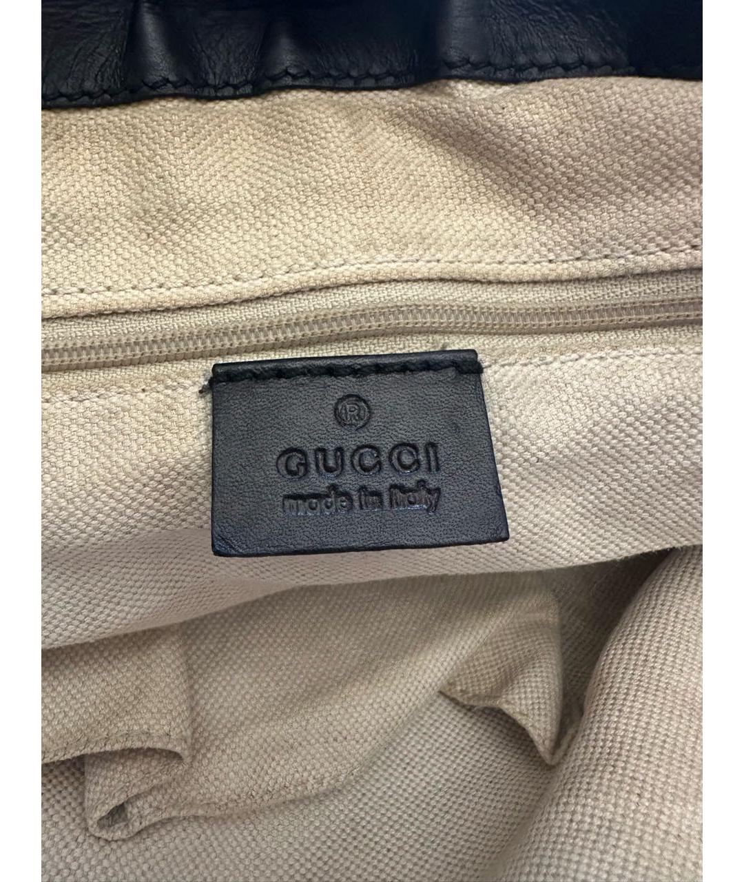 GUCCI Черная кожаная сумка с короткими ручками, фото 4