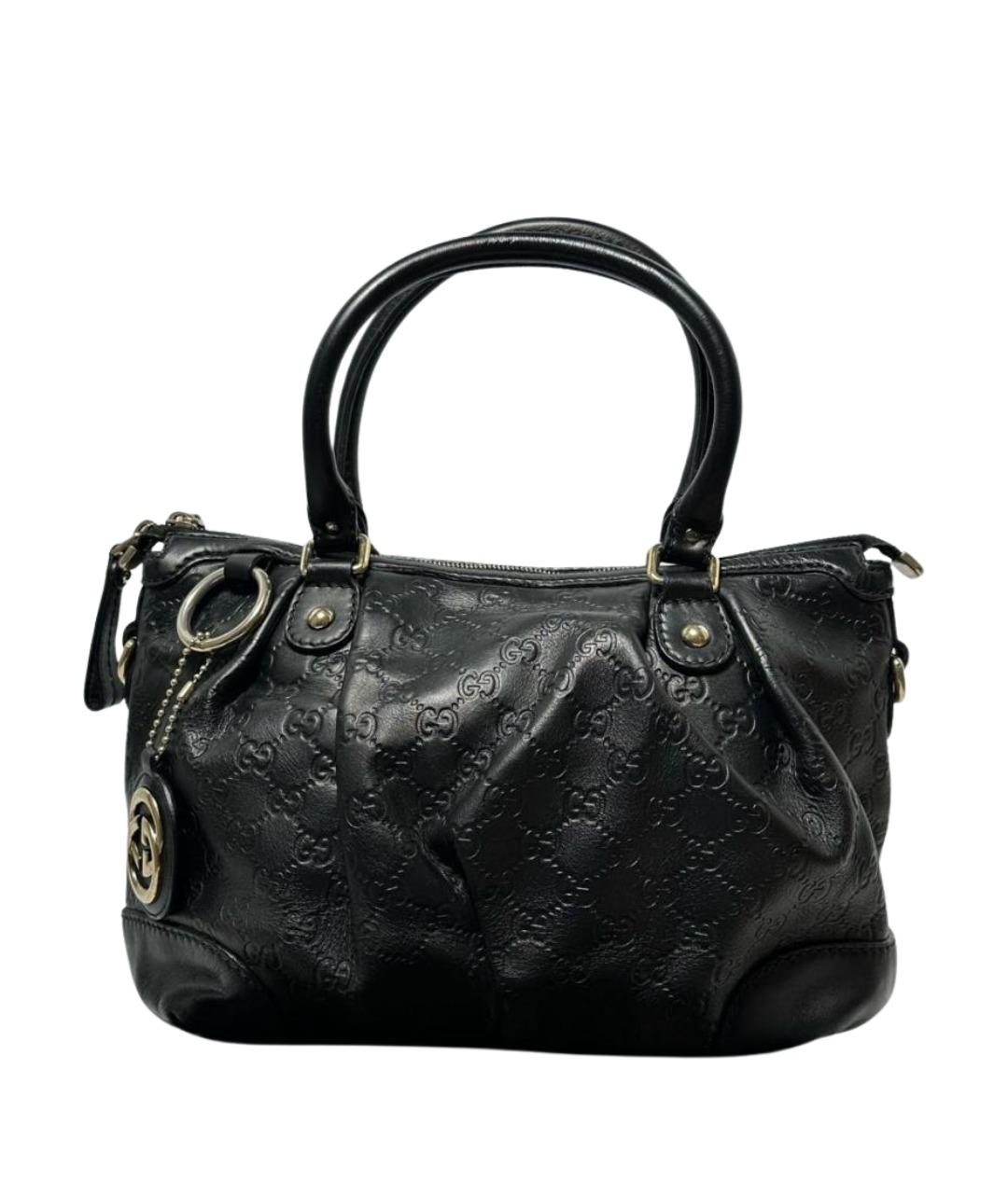 GUCCI Черная кожаная сумка с короткими ручками, фото 1