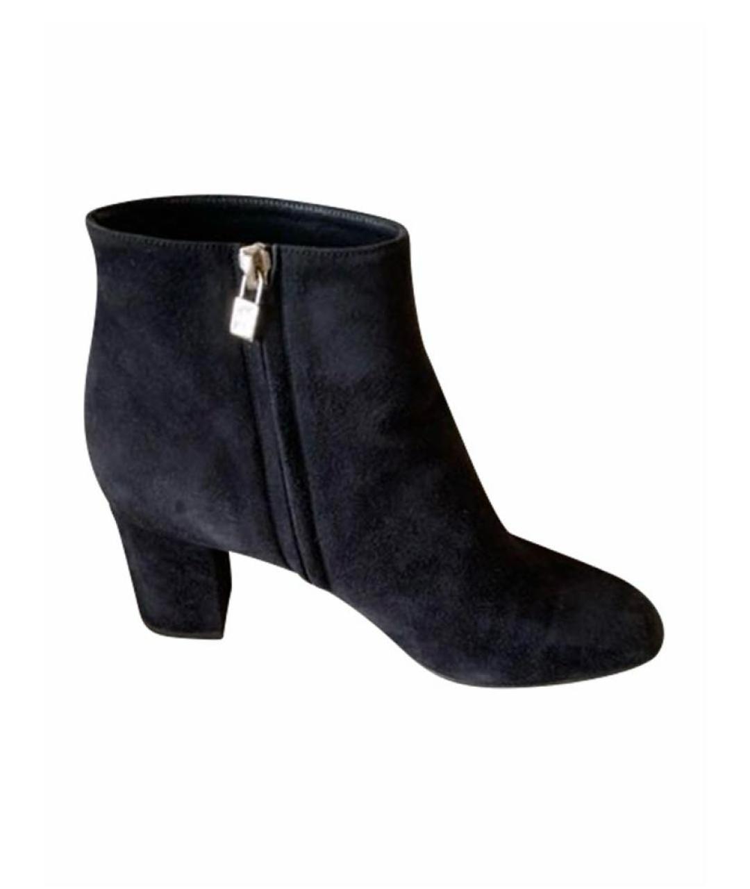 LORO PIANA Черные замшевые ботильоны, фото 1