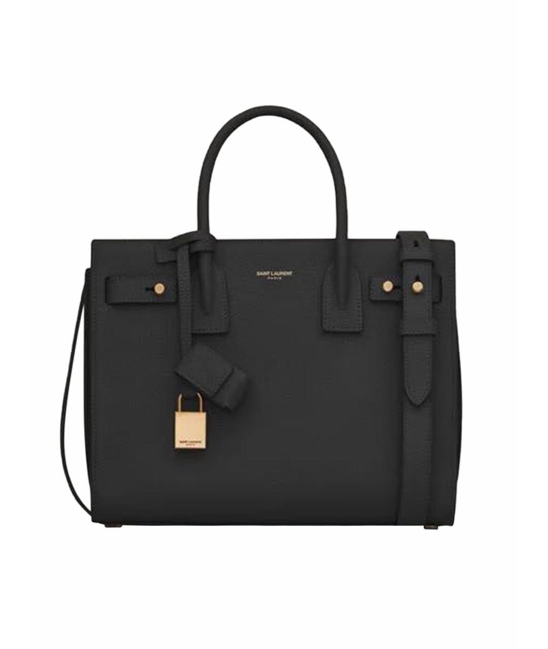 SAINT LAURENT Черная кожаная сумка с короткими ручками, фото 1