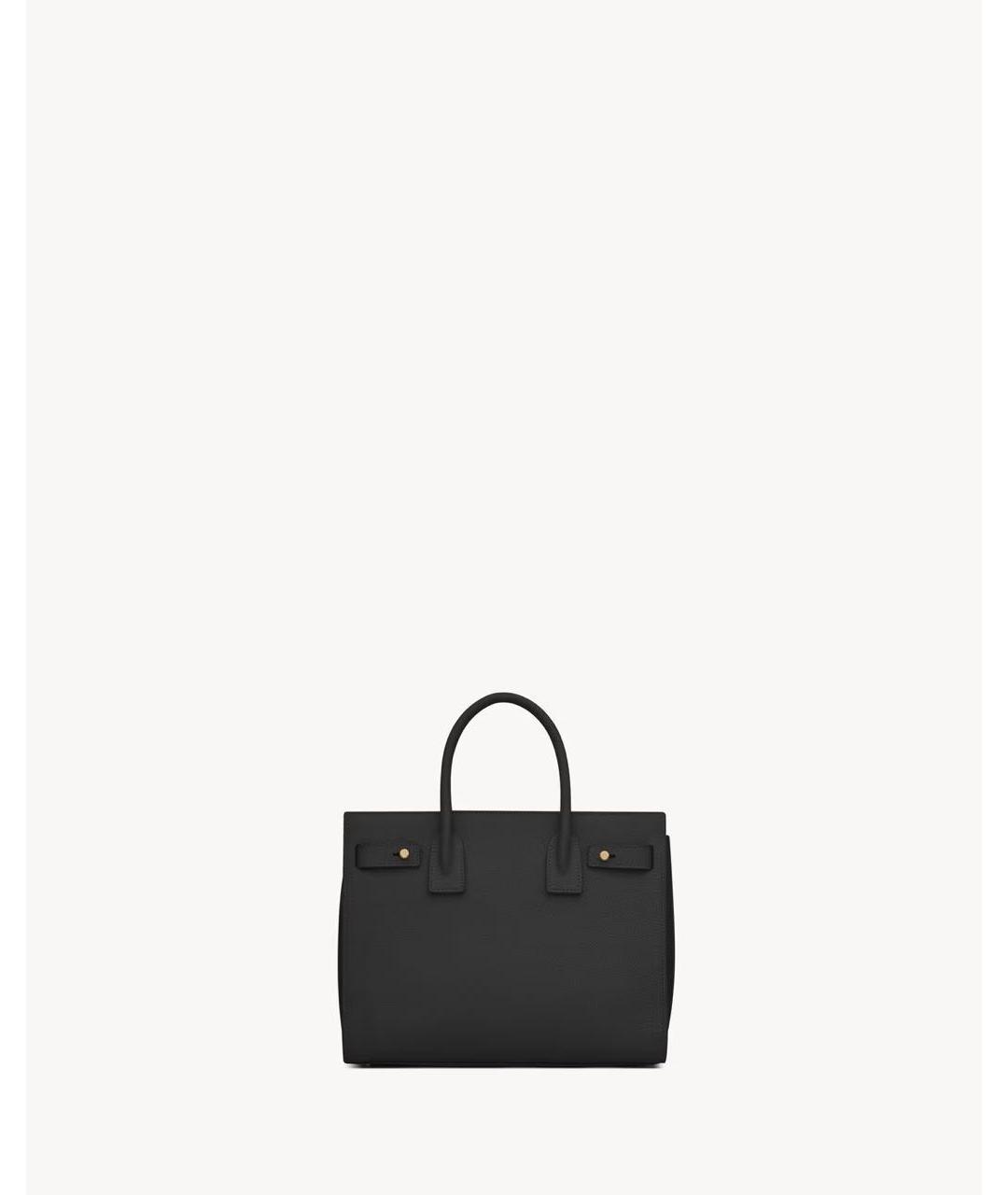 SAINT LAURENT Черная кожаная сумка с короткими ручками, фото 3