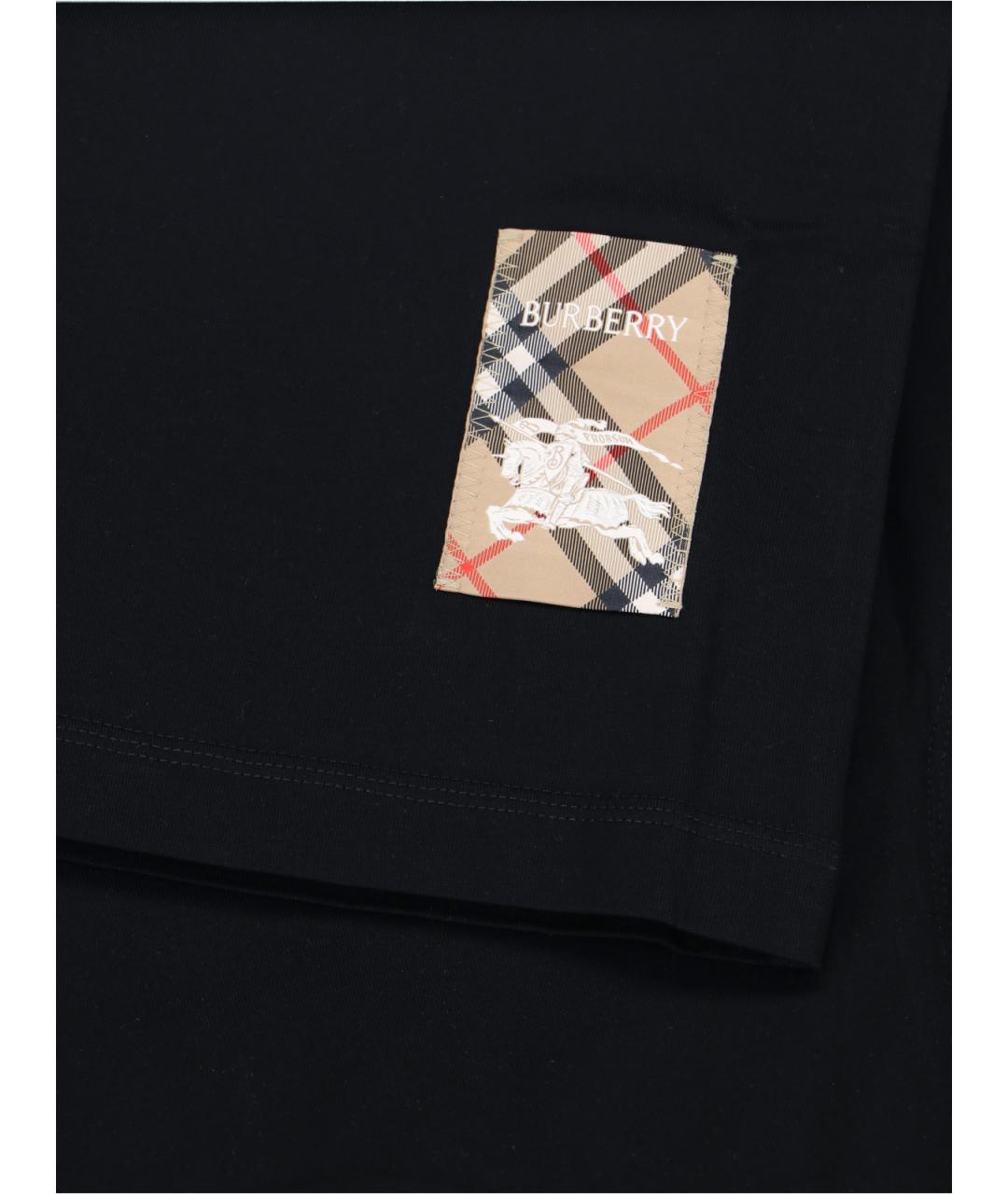 BURBERRY Черная хлопковая футболка, фото 3