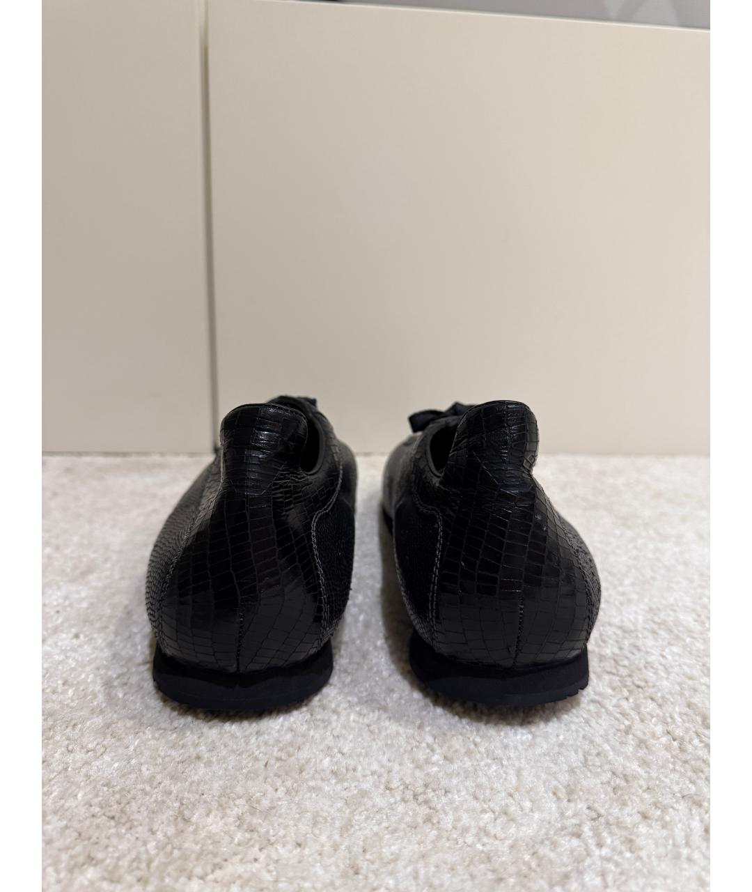 EMPORIO ARMANI Черные кожаные низкие кроссовки / кеды, фото 4