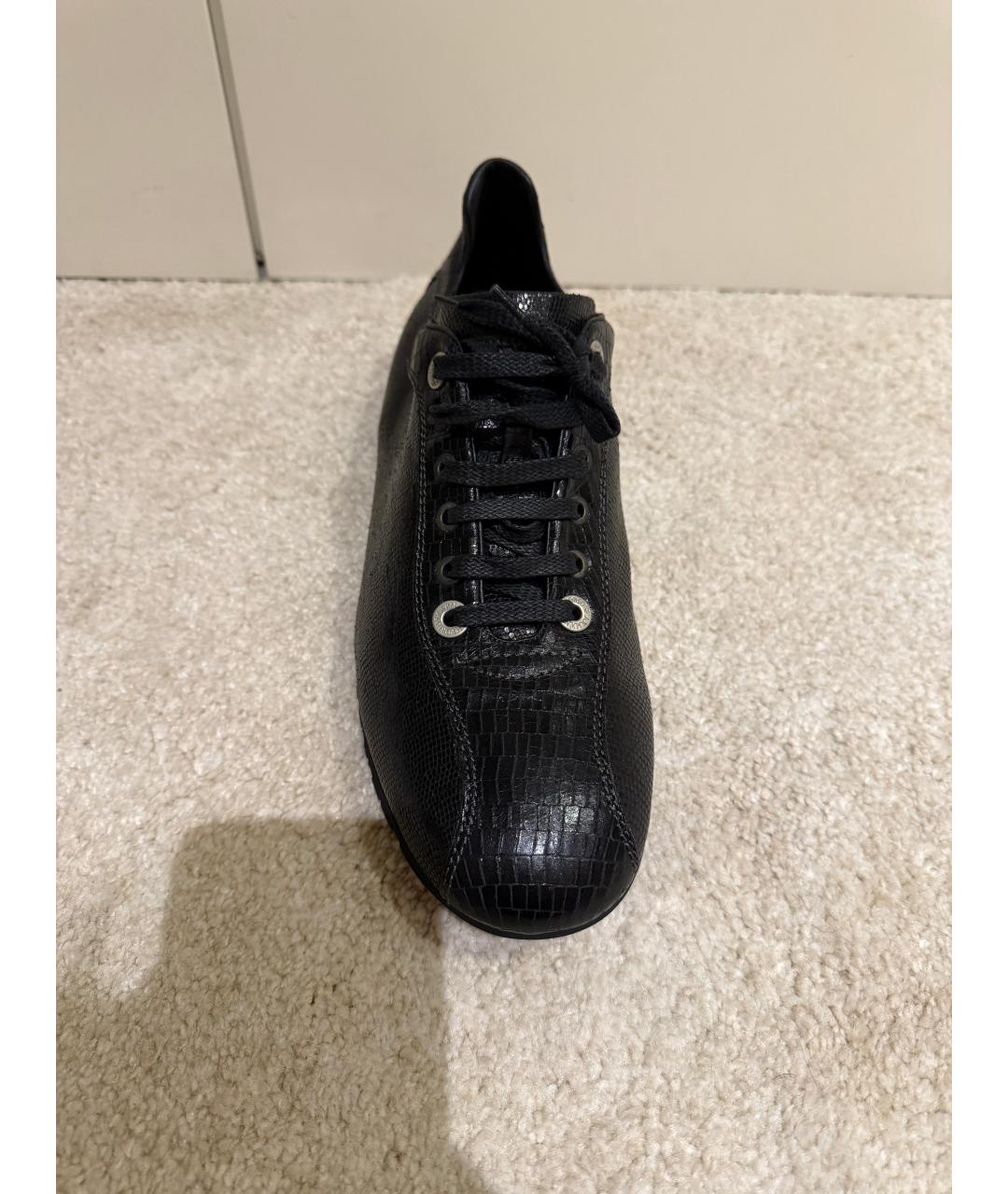 EMPORIO ARMANI Черные кожаные низкие кроссовки / кеды, фото 7