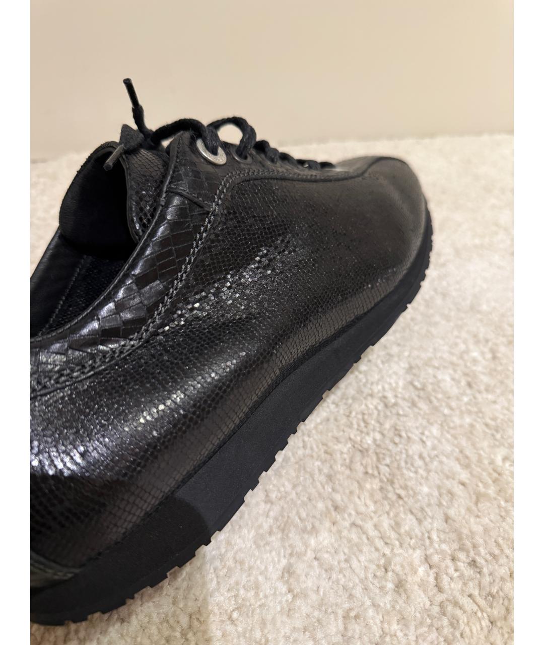 EMPORIO ARMANI Черные кожаные низкие кроссовки / кеды, фото 6