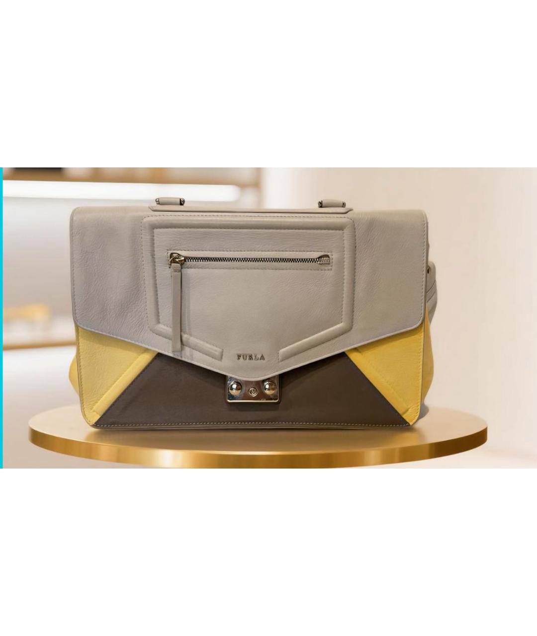 FURLA Серая кожаная сумка через плечо, фото 5