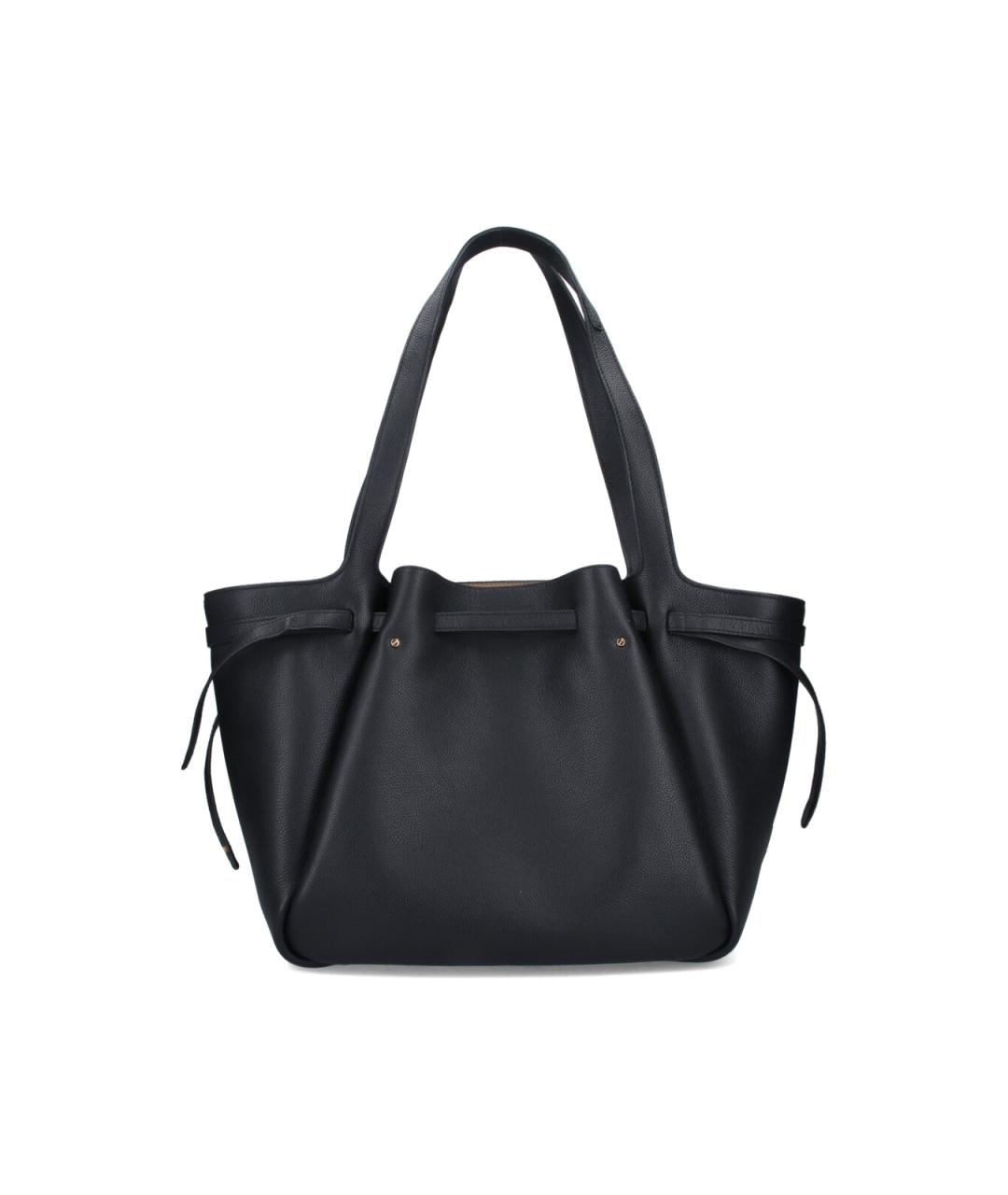 TORY BURCH Черная кожаная сумка тоут, фото 3