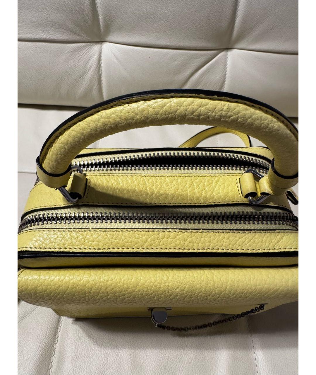 Carven Желтая кожаная сумка с короткими ручками, фото 2