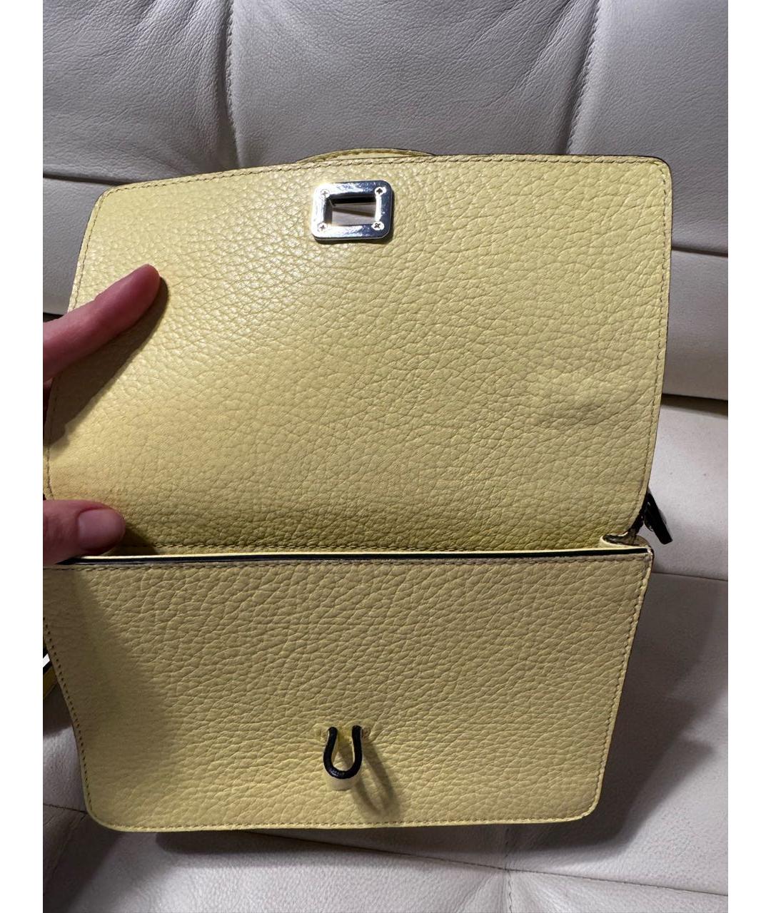 Carven Желтая кожаная сумка с короткими ручками, фото 5