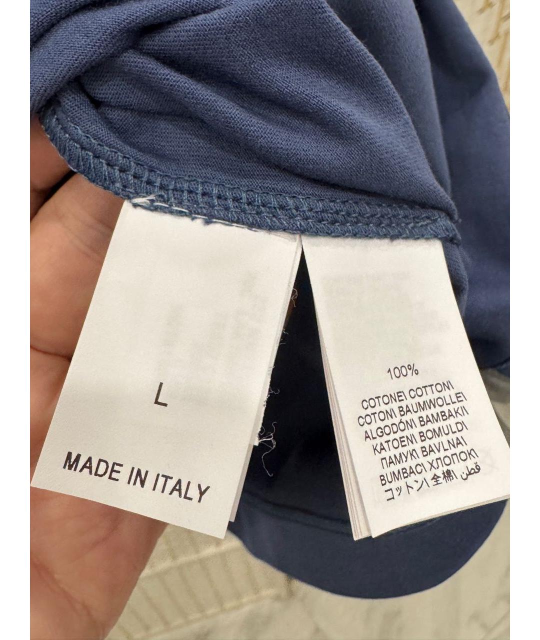 BRUNELLO CUCINELLI Синее хлопковое поло с длинным рукавом, фото 4