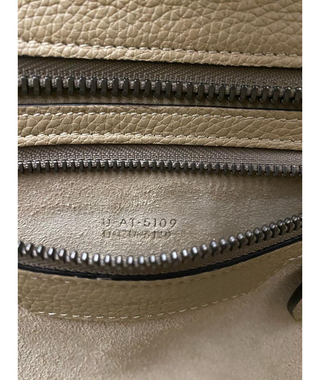 CELINE Бежевая кожаная сумка с короткими ручками, фото 6