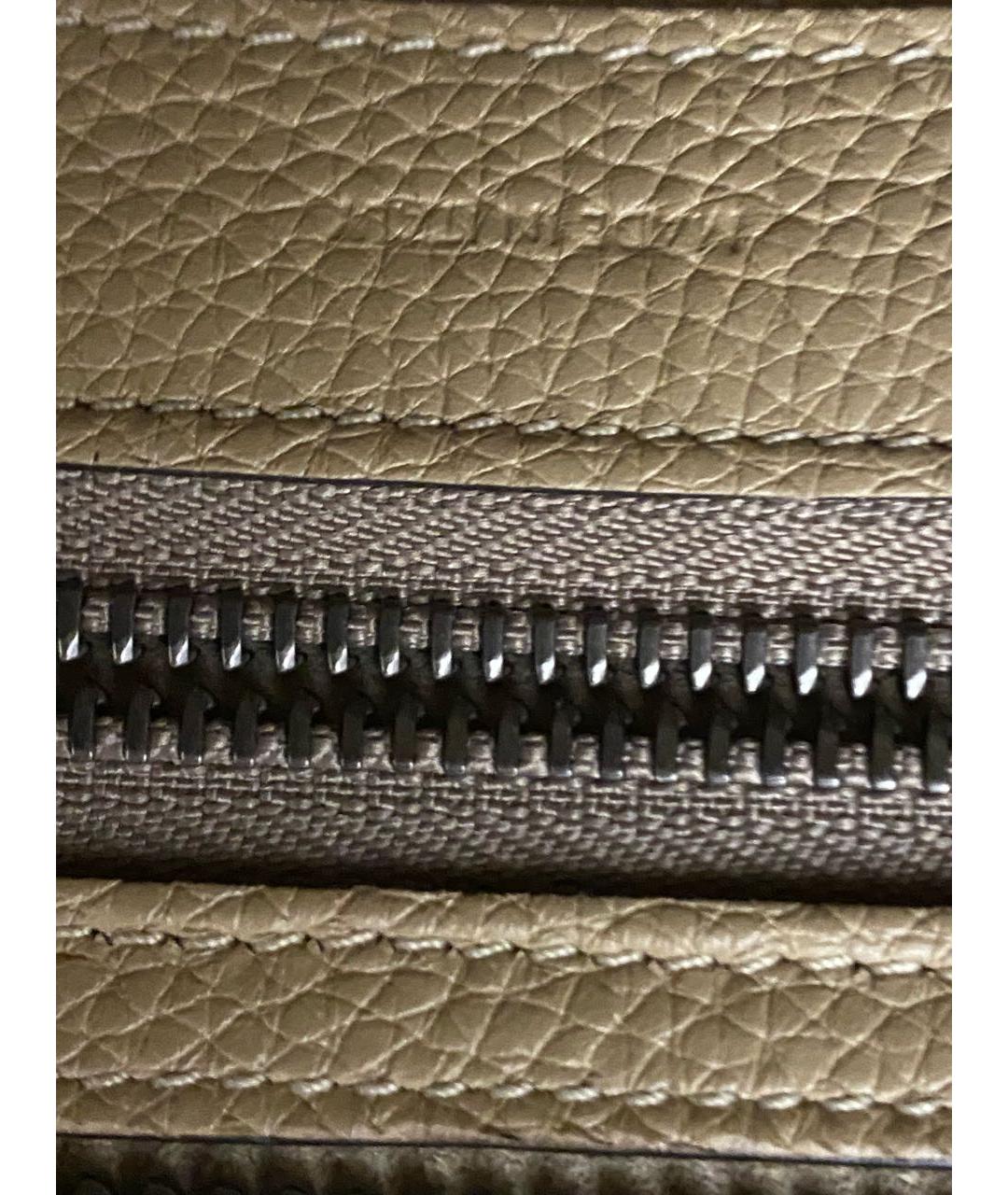 CELINE Бежевая кожаная сумка с короткими ручками, фото 5