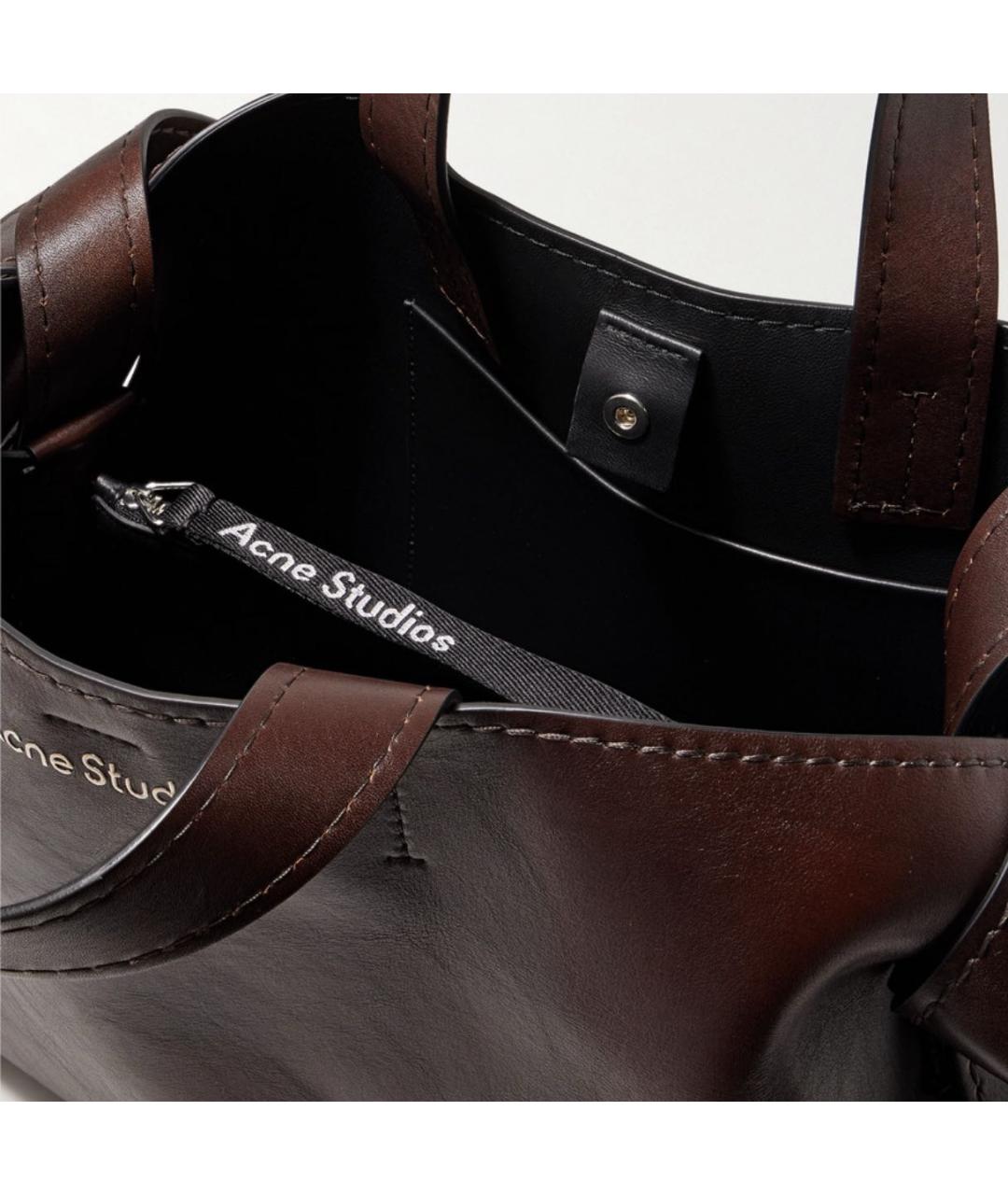 ACNE STUDIOS Коричневая кожаная сумка с короткими ручками, фото 5