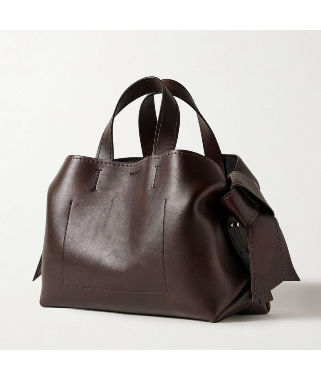 ACNE STUDIOS Коричневая кожаная сумка с короткими ручками, фото 3