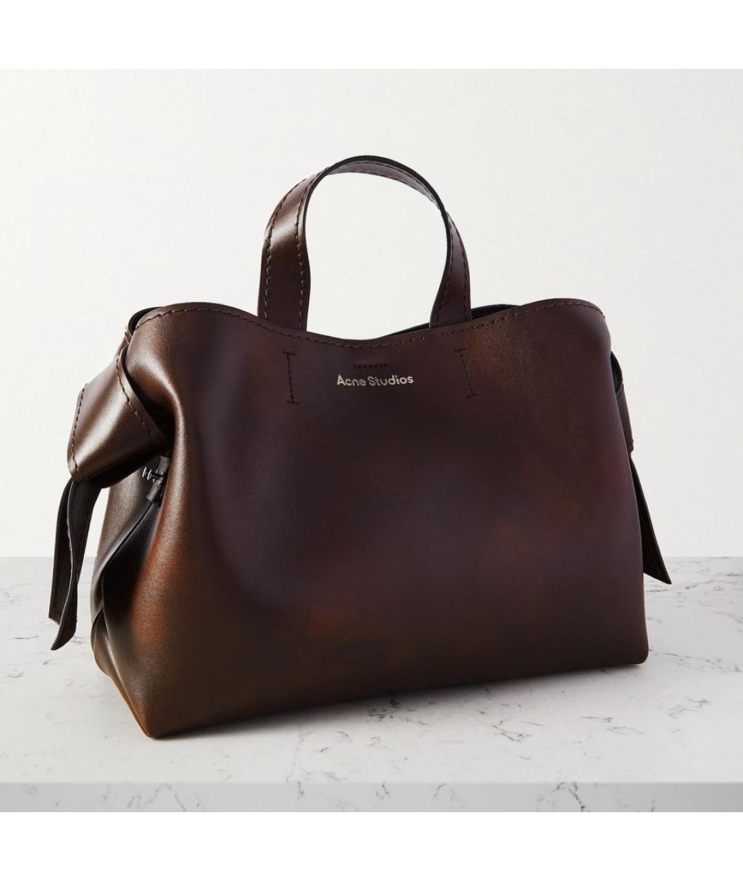 ACNE STUDIOS Коричневая кожаная сумка с короткими ручками, фото 2