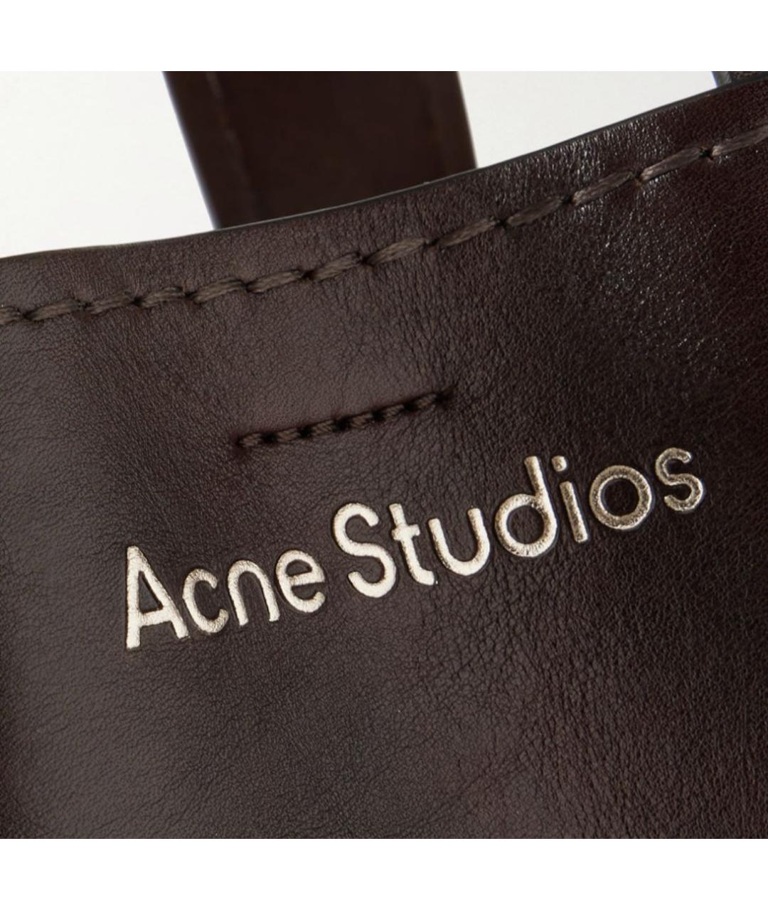 ACNE STUDIOS Коричневая кожаная сумка с короткими ручками, фото 4