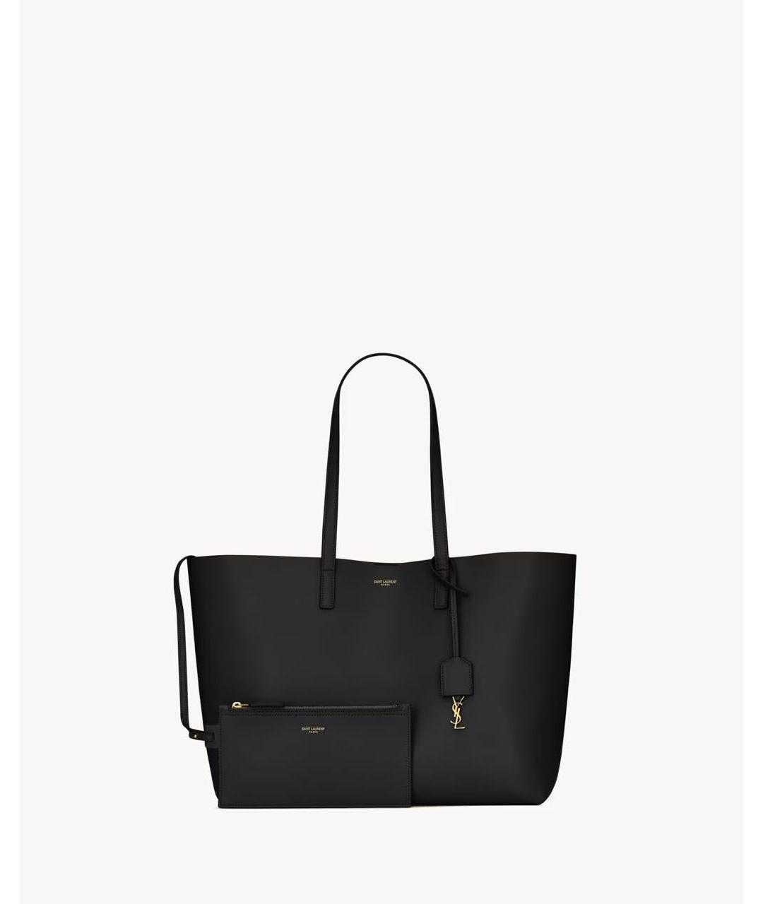 SAINT LAURENT Черная кожаная сумка с короткими ручками, фото 2