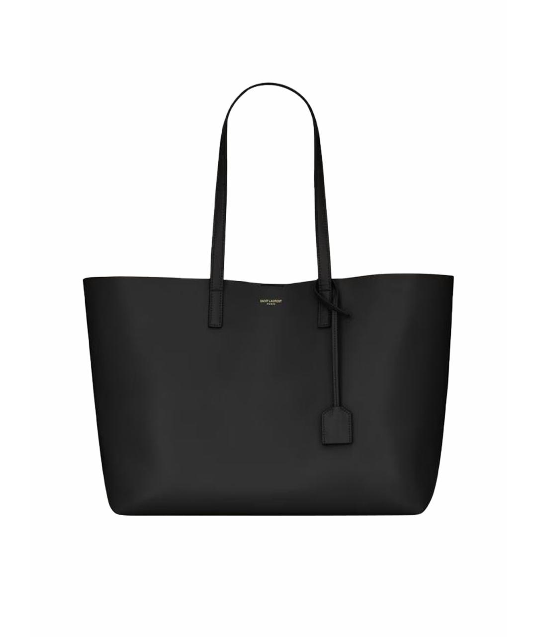 SAINT LAURENT Черная кожаная сумка с короткими ручками, фото 1