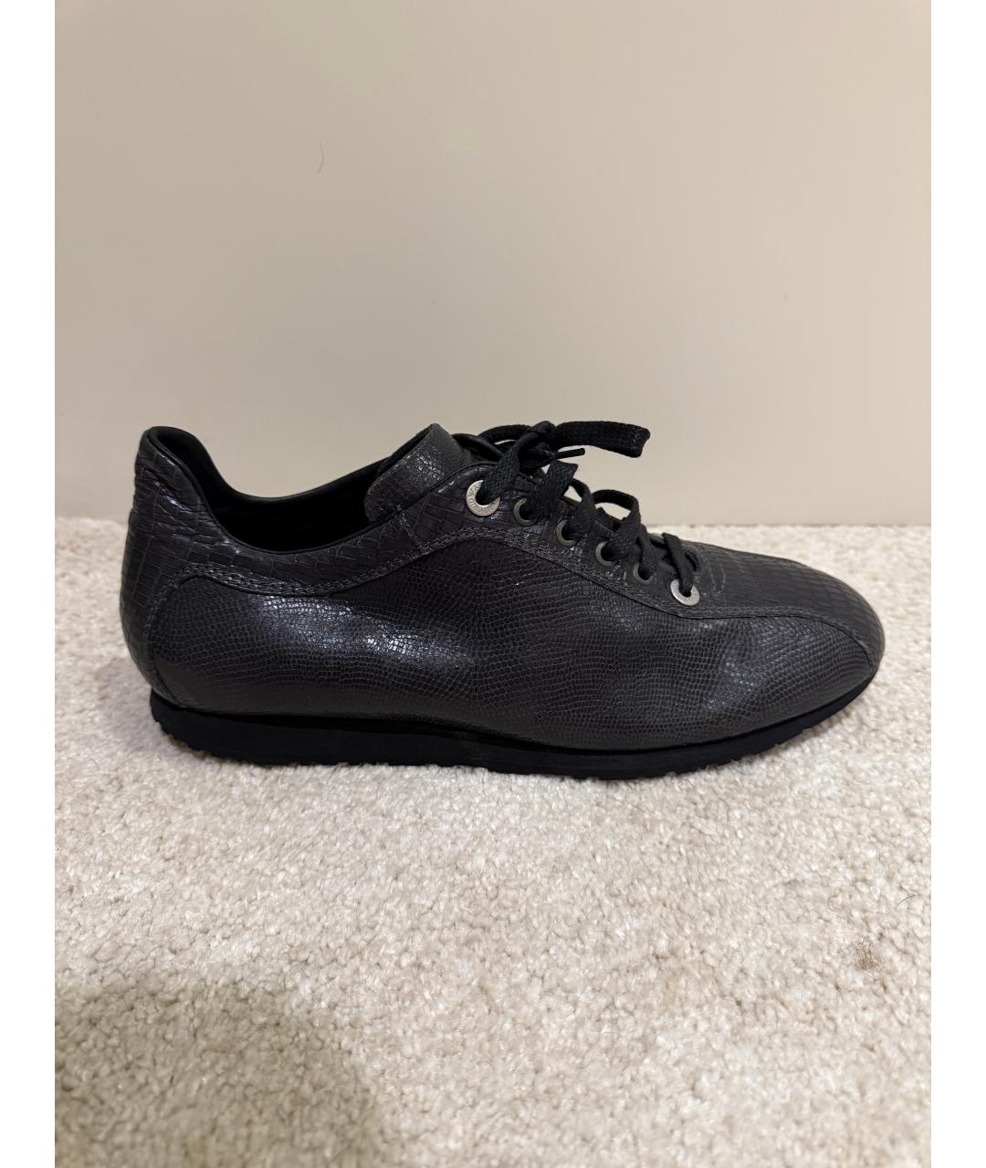 EMPORIO ARMANI Черные кожаные низкие кроссовки / кеды, фото 6