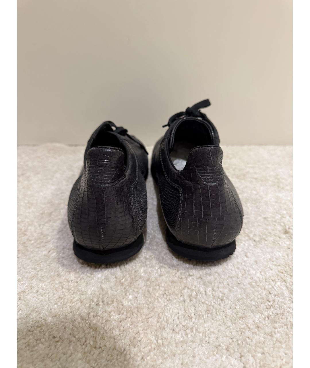 EMPORIO ARMANI Черные кожаные низкие кроссовки / кеды, фото 4