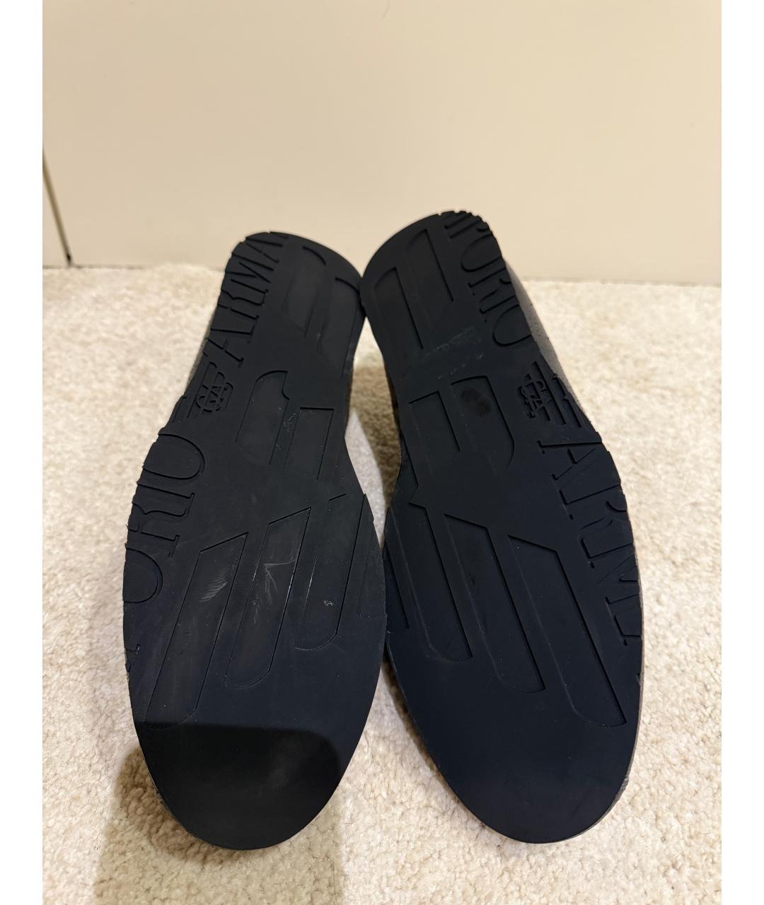 EMPORIO ARMANI Черные кожаные низкие кроссовки / кеды, фото 5