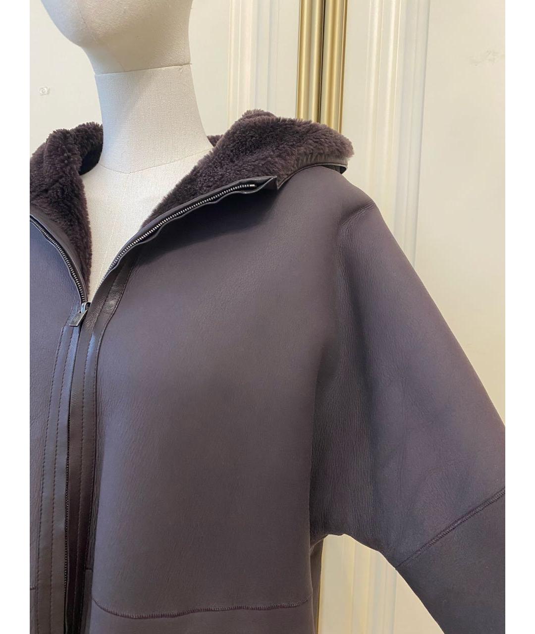 LORO PIANA Фиолетовая кожаная дубленка, фото 7