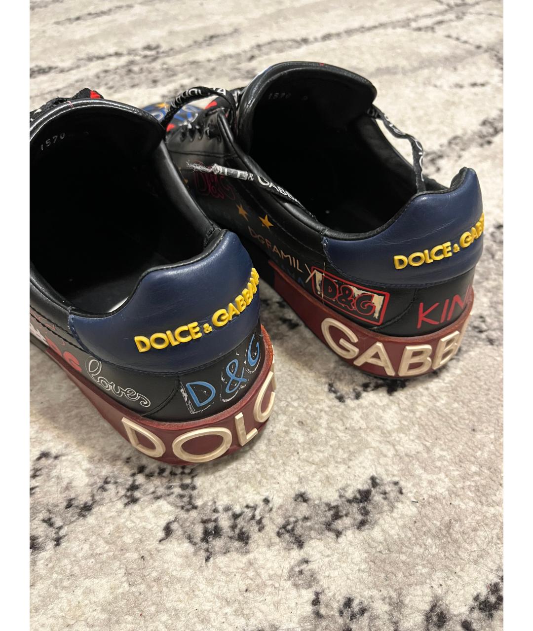 DOLCE&GABBANA Черные кожаные низкие кроссовки / кеды, фото 3