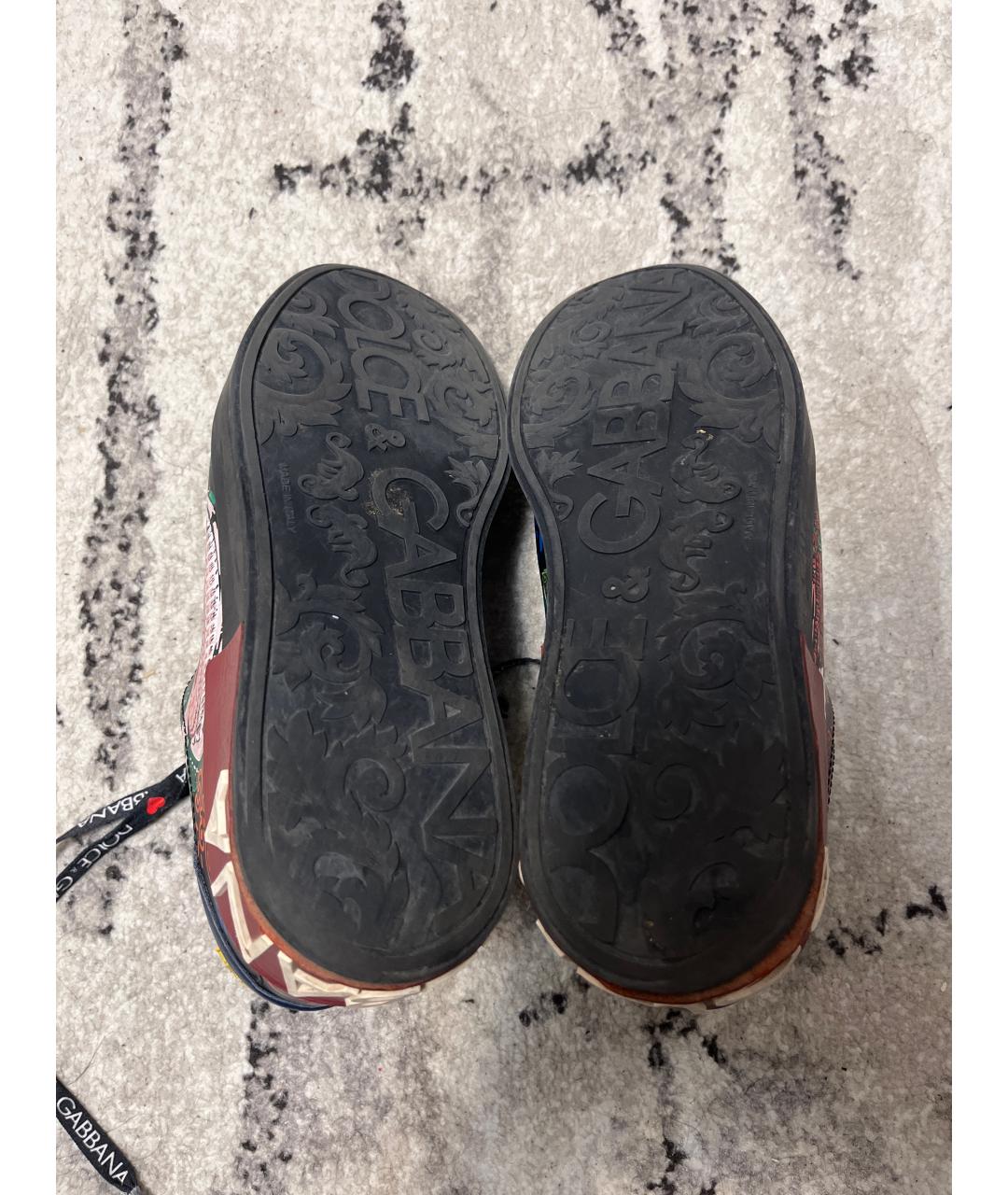 DOLCE&GABBANA Черные кожаные низкие кроссовки / кеды, фото 5
