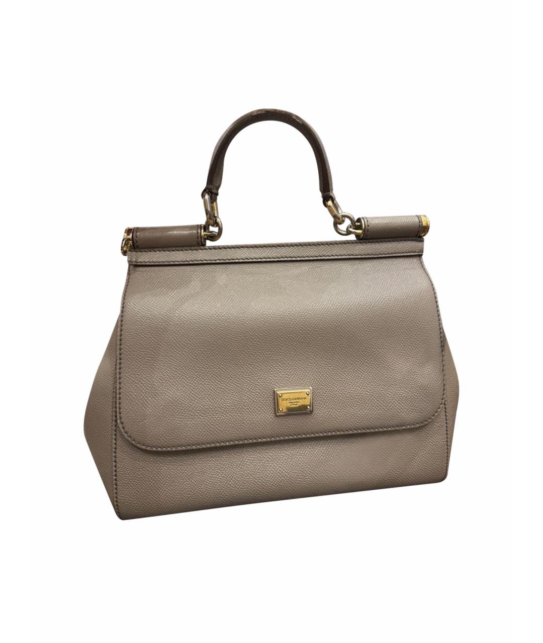 DOLCE&GABBANA Бежевая кожаная сумка с короткими ручками, фото 1