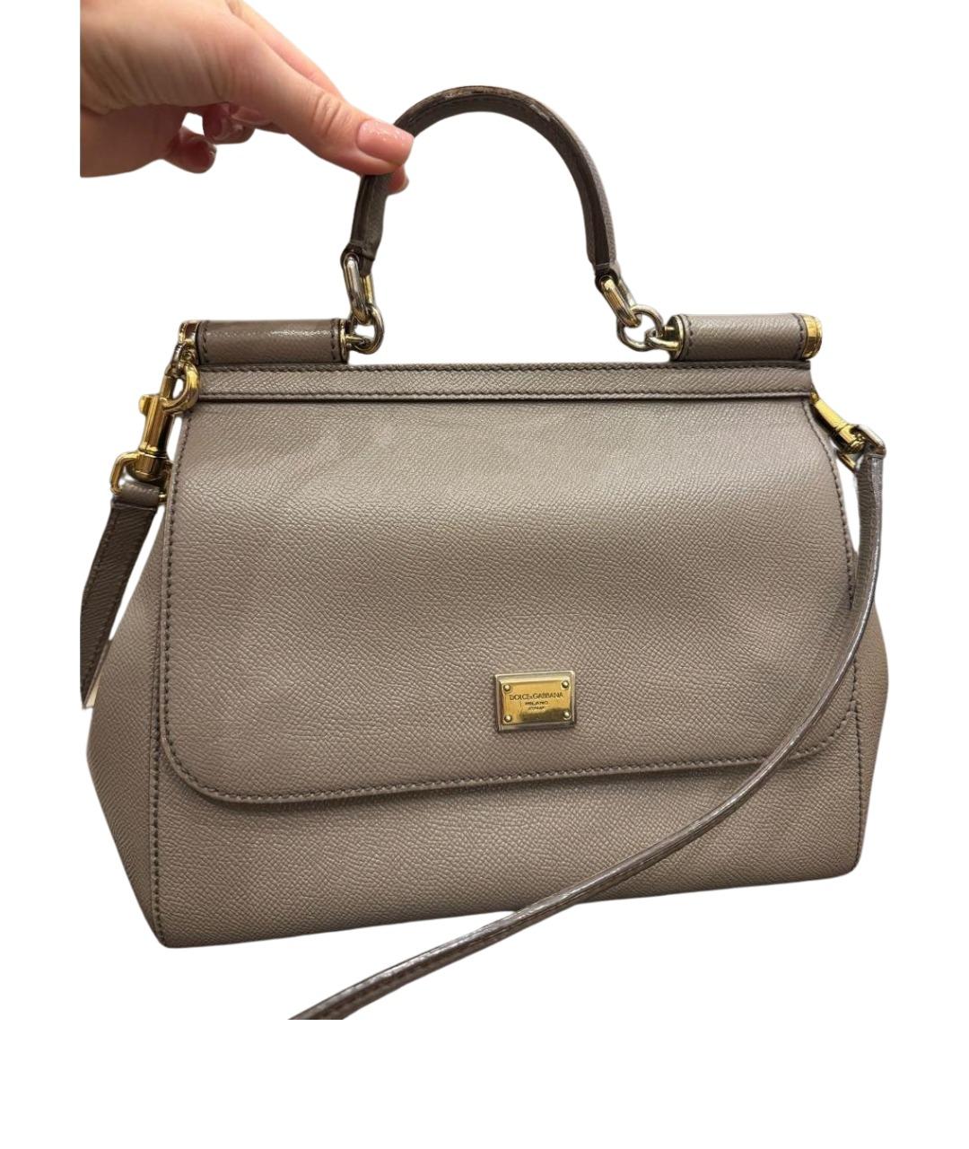 DOLCE&GABBANA Бежевая кожаная сумка с короткими ручками, фото 10