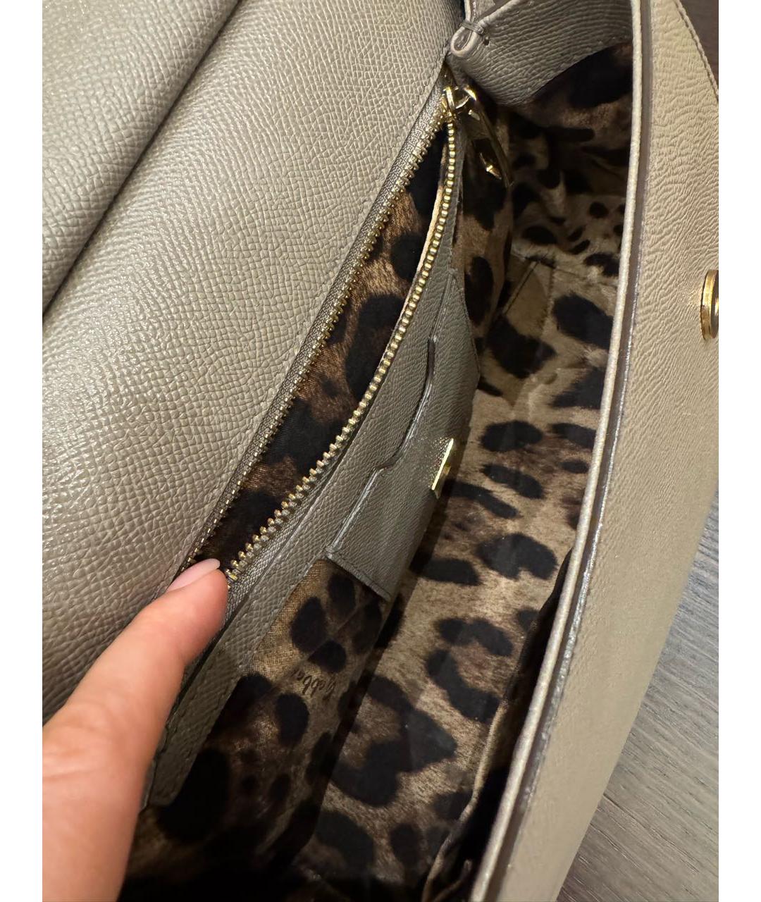 DOLCE&GABBANA Бежевая кожаная сумка с короткими ручками, фото 4