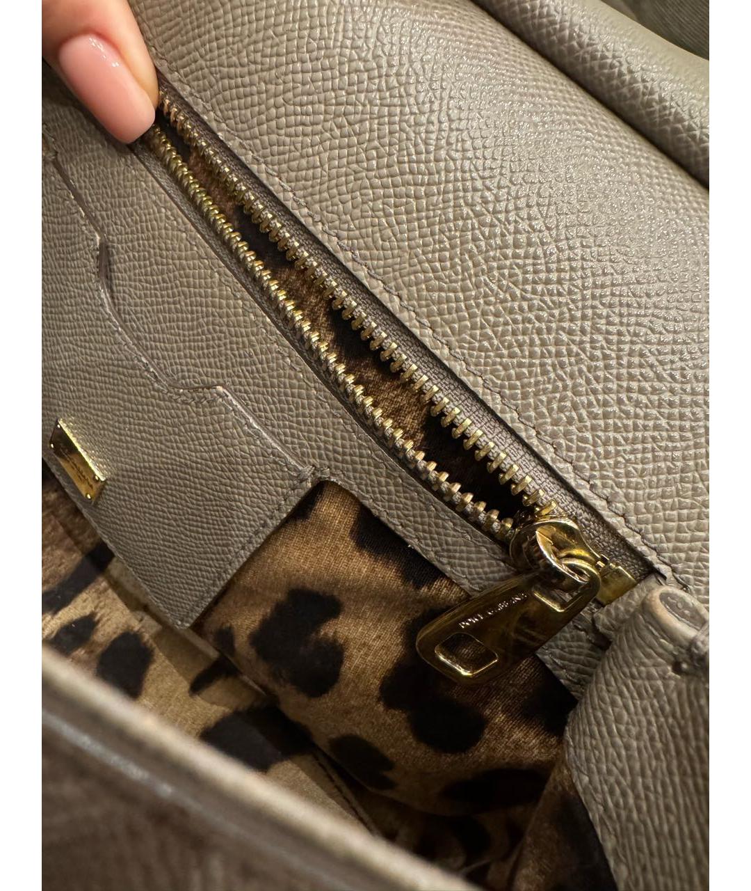 DOLCE&GABBANA Бежевая кожаная сумка с короткими ручками, фото 8