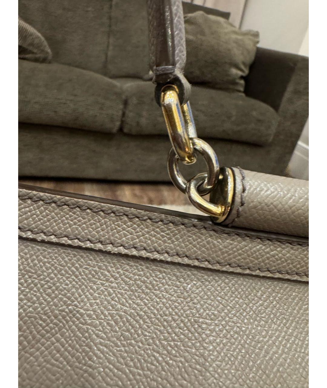 DOLCE&GABBANA Бежевая кожаная сумка с короткими ручками, фото 7