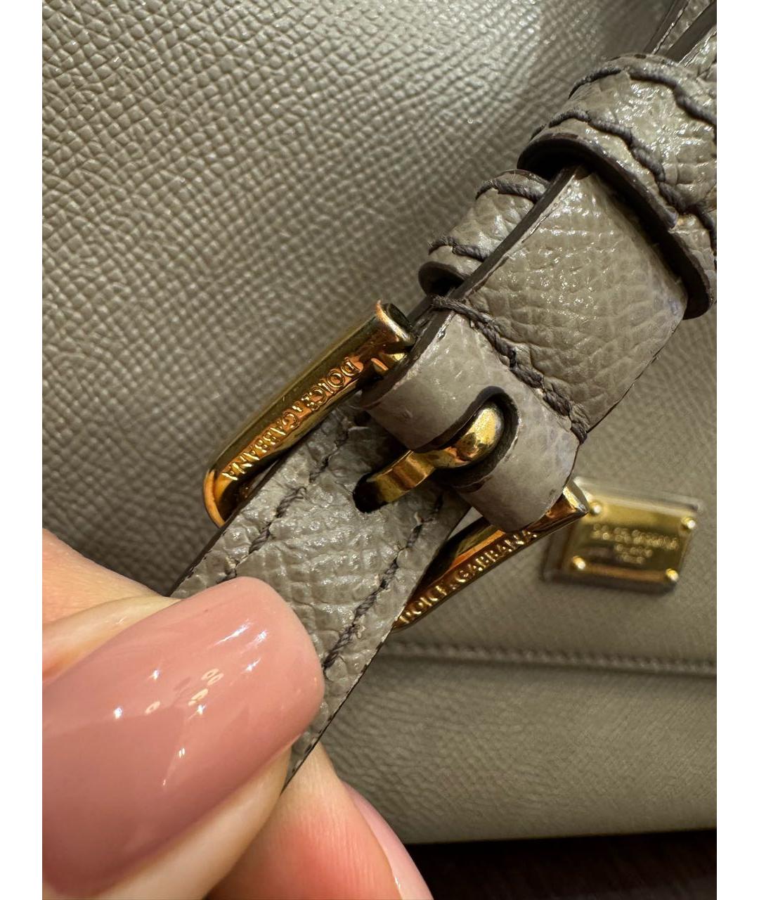 DOLCE&GABBANA Бежевая кожаная сумка с короткими ручками, фото 6