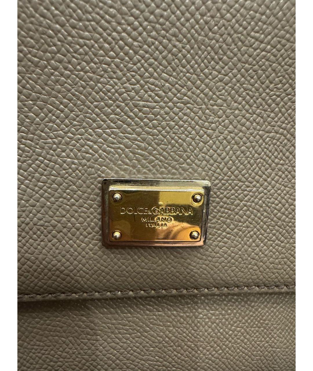 DOLCE&GABBANA Бежевая кожаная сумка с короткими ручками, фото 5