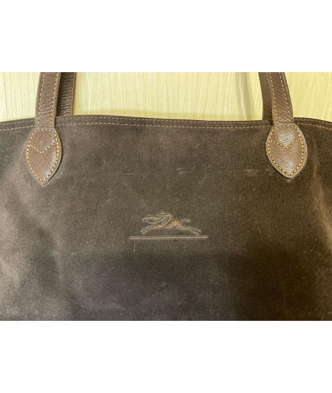 LONGCHAMP Коричневая замшевая сумка тоут, фото 6