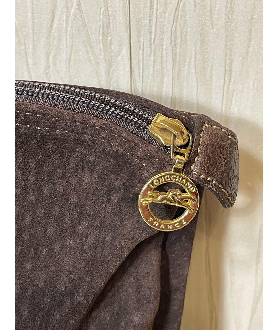 LONGCHAMP Коричневая замшевая сумка тоут, фото 2