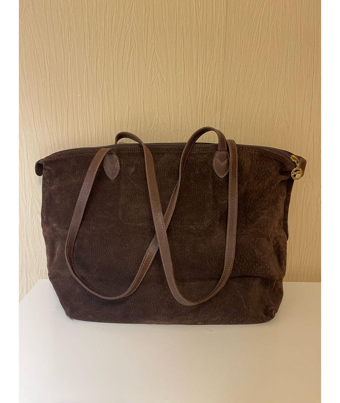 LONGCHAMP Коричневая замшевая сумка тоут, фото 3