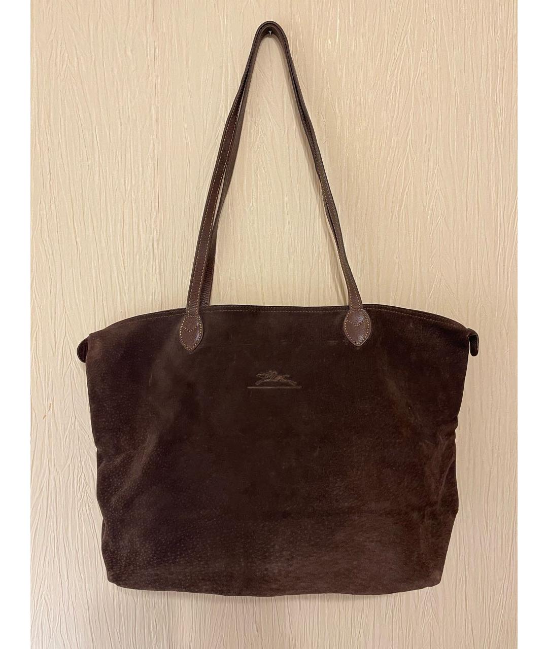 LONGCHAMP Коричневая замшевая сумка тоут, фото 7