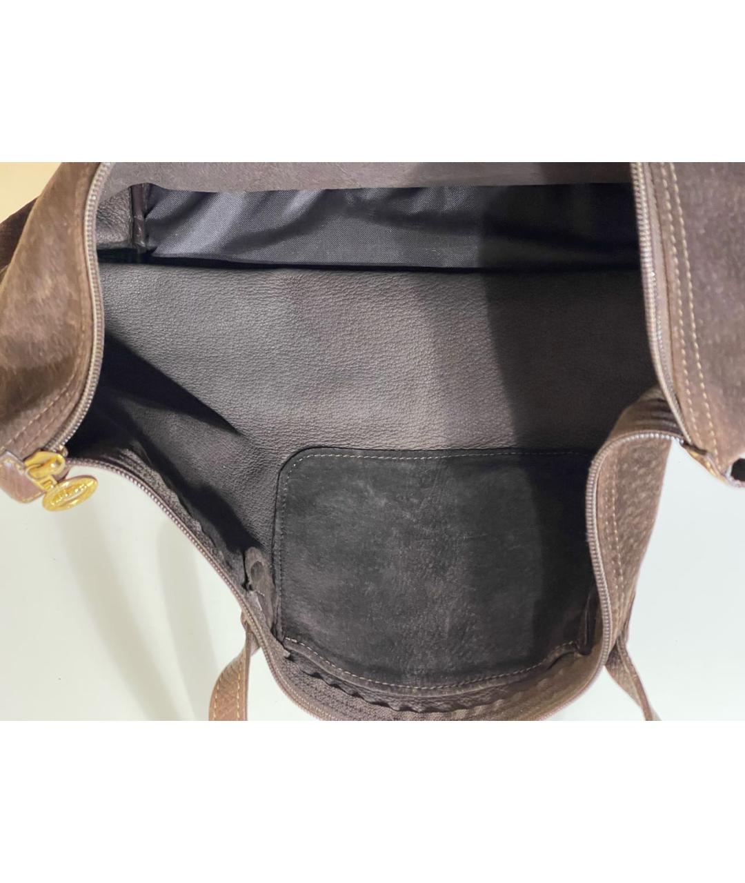 LONGCHAMP Коричневая замшевая сумка тоут, фото 4