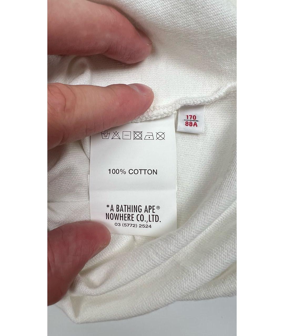 A BATHING APE Белая хлопковая футболка, фото 4