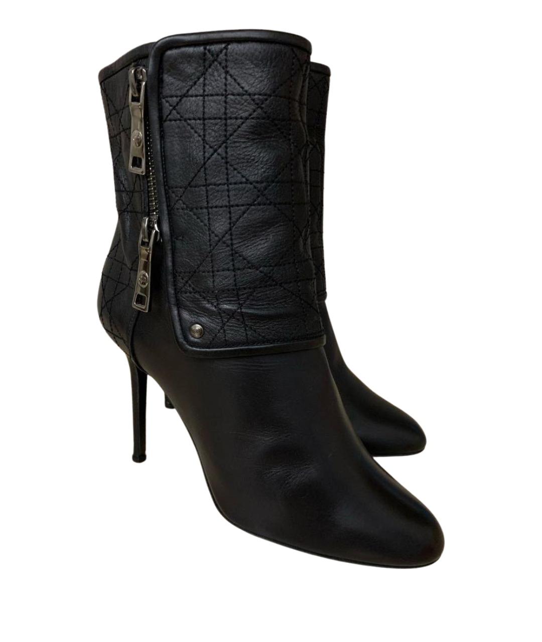 CHRISTIAN DIOR Черные кожаные ботильоны, фото 1